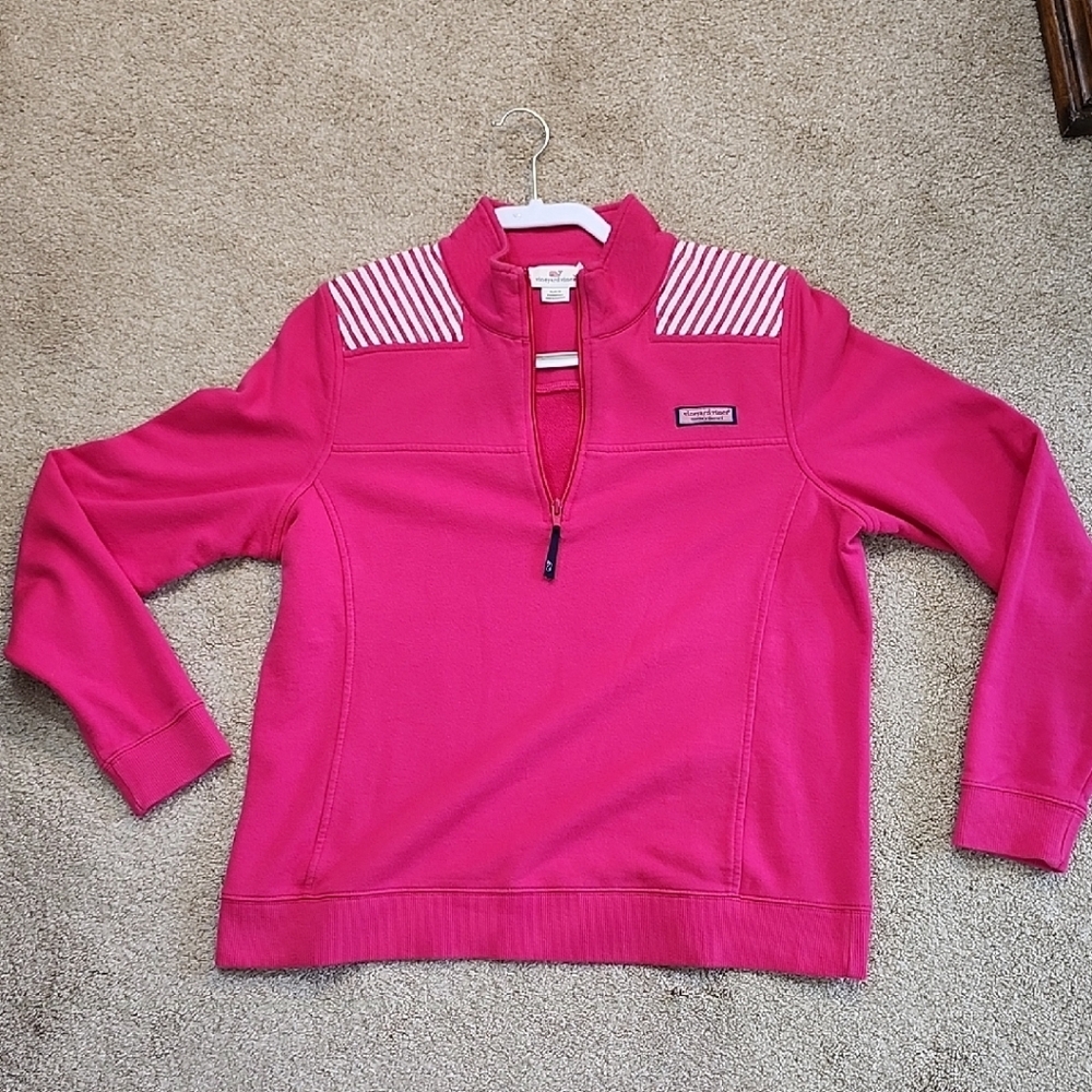 Vineyard Vines Pink Polka Dot Quarter-Zip Hoodie